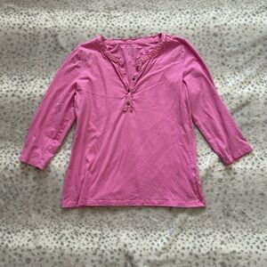 Talbots Pink Ruffled Button-Front Top